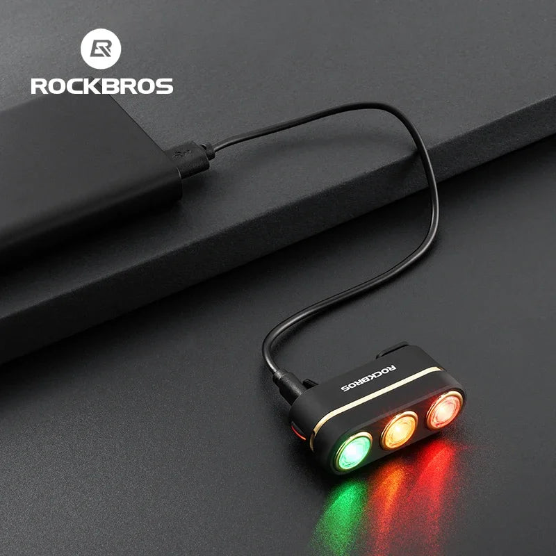 ROCKBROS Bicycle Smart Brake Tail Light MTB Road Bike Auto Brake Sensing Light IP64 Waterproof Type-C Charging Warning Taillight