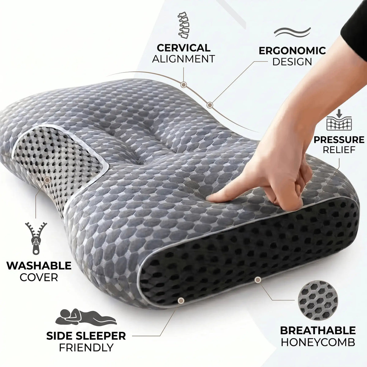 1/2 Massage Neck Pillow, Ergonomically Designed, High-Quality Pillow Core, Provides Excellent Sleep Quality, Neck And Shoulder Massager, Modern Design, Breathable And Comfortable