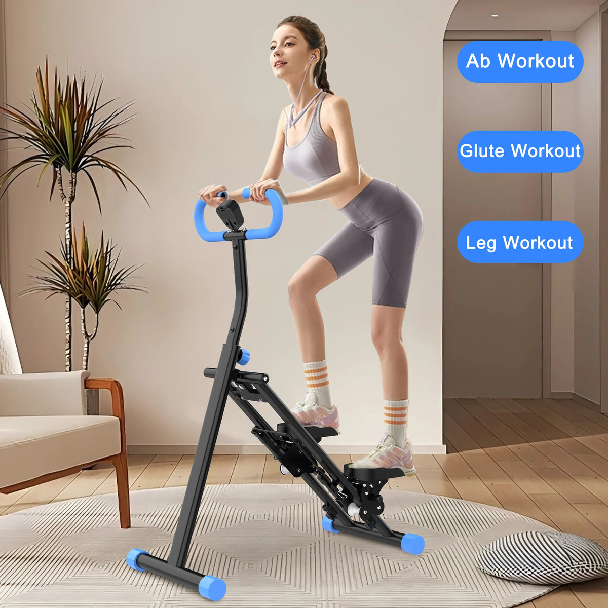 Vertical Climber Machine, Foldable Stair Stepper for Home Gym, Full Body Workout Fitness Equipment with Adjustable Handlebars, 265LBS Capacity, Blue