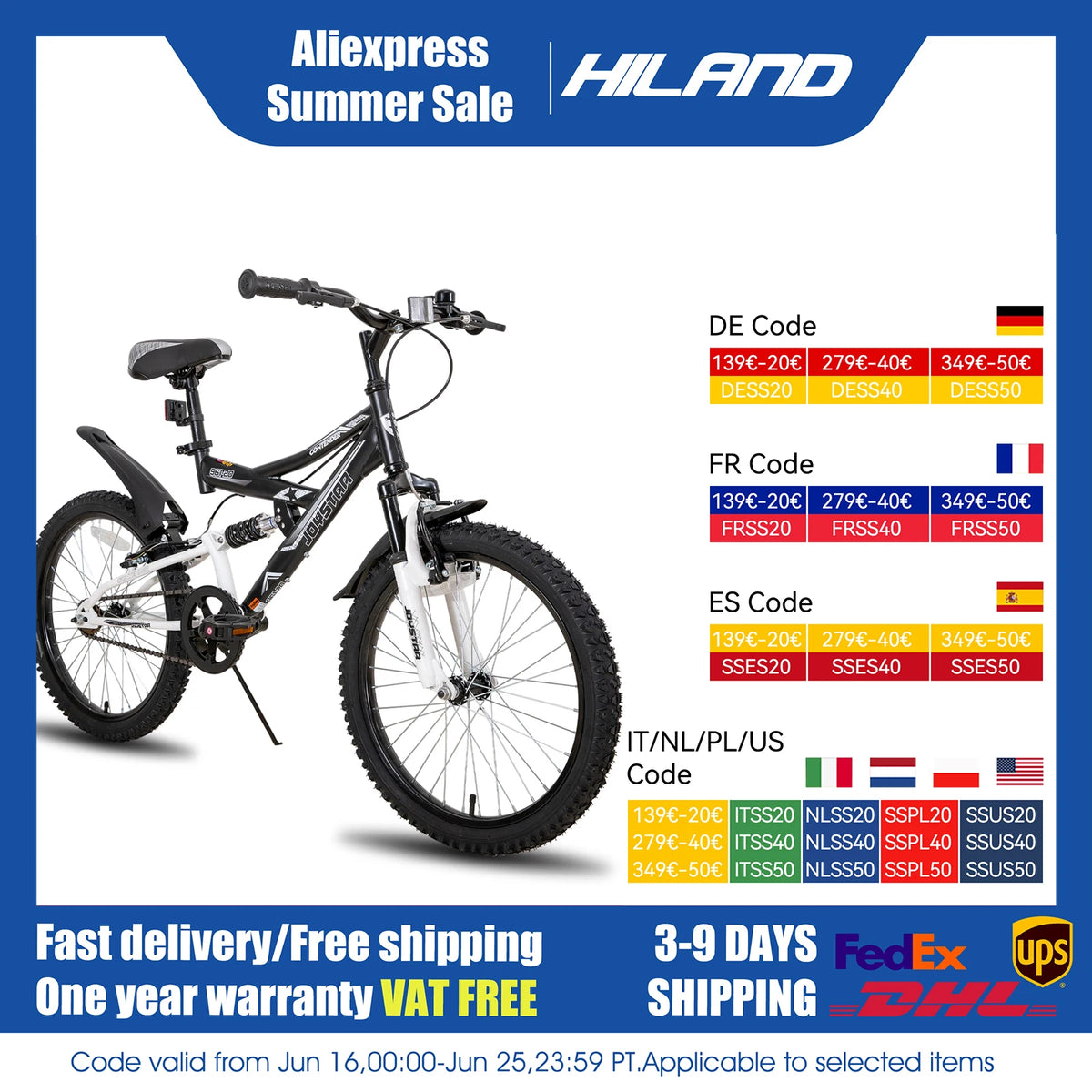 JOYSTAR 20 Inch Kids' Bike for Kids Ages 5-13 Years Old, Dual-Suspension Kids Mountain Bike