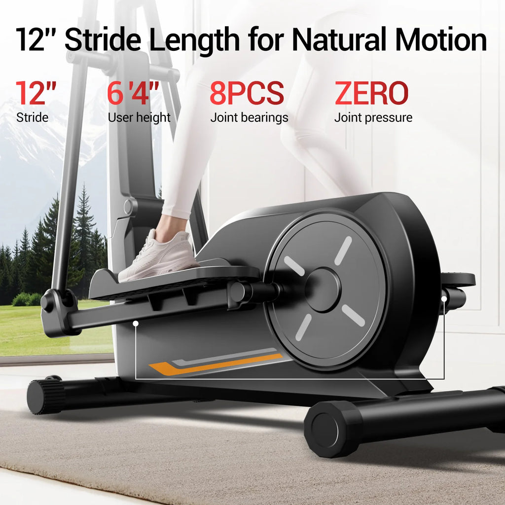 ROBORE ET30 Elliptical Exercise Machine with 16 Levels Resistance, Hyper-Silent Magnetic Elliptical Machine for Home with 12" Stride & Heart Rate Grips and LCD Monitor, 330LBS Weight Capacity