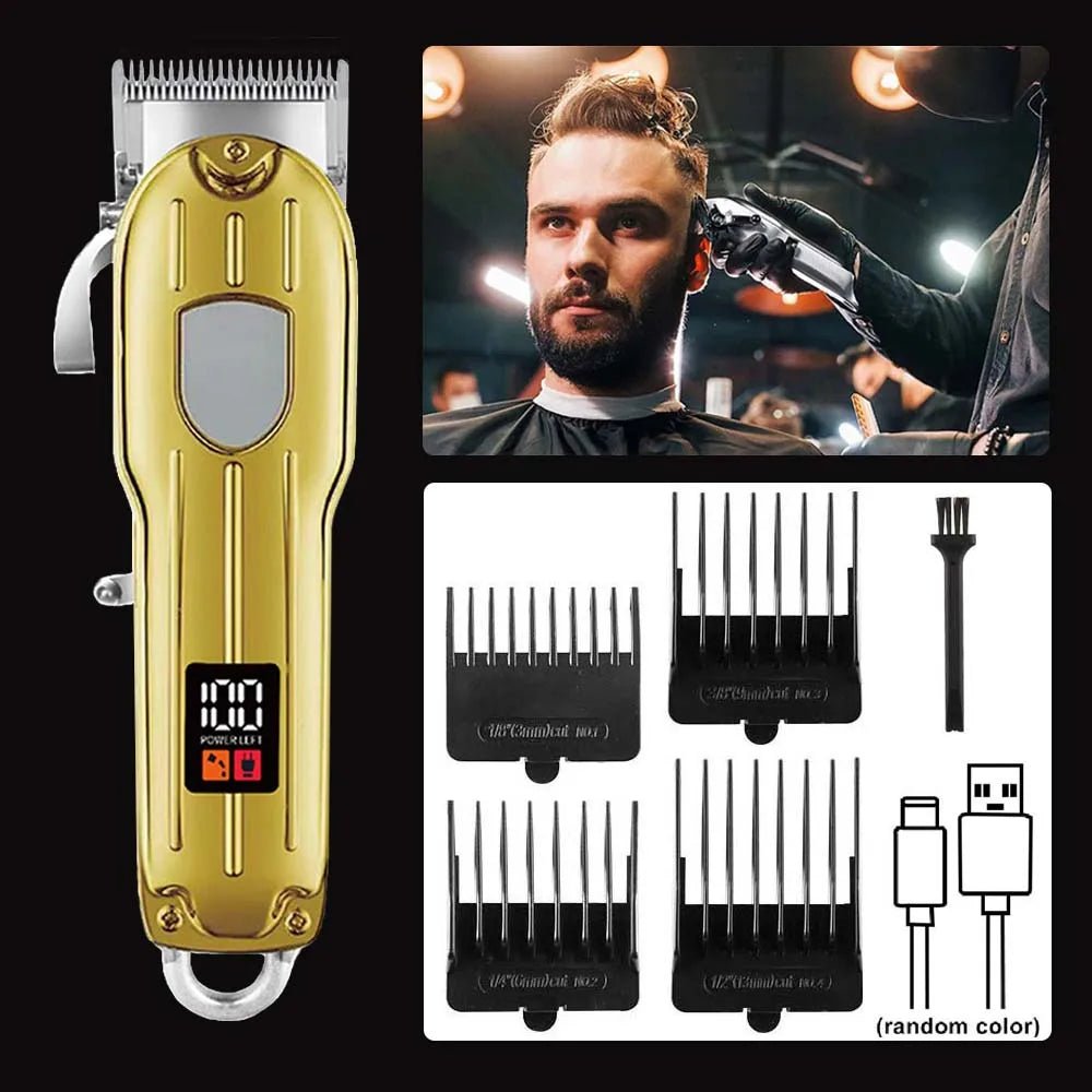 Professional 3-in-1 Hair Clipper Set for Men – Cordless Electric Shaver, T-Blade Trimmer & Hair Clipper with LCD Display, USB Charging, Beard & Hair Grooming Kit for Barber & Home Use , Gifts