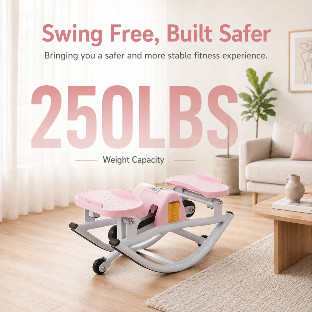 Rock Stepper Side to Side Lateral Rocking Stepper, 250 LBS Capacity Mini Stepper Machine for Full Body Workout, Low Impact Home Exercise Equipment for Apartment Office Gym Use