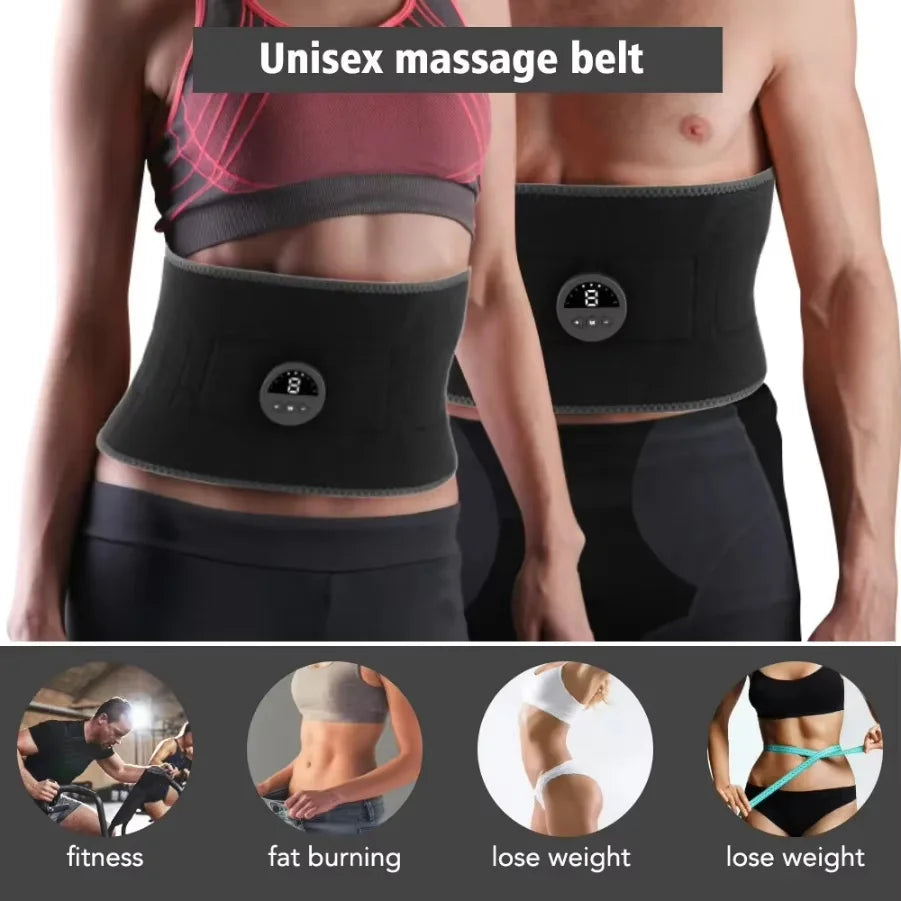 EMS Abdominal Muscle Trainer 6 Modes Abdominal USB Rechargeable ABS Training Belt Exercise Fitness Equipment Muscle Massager
