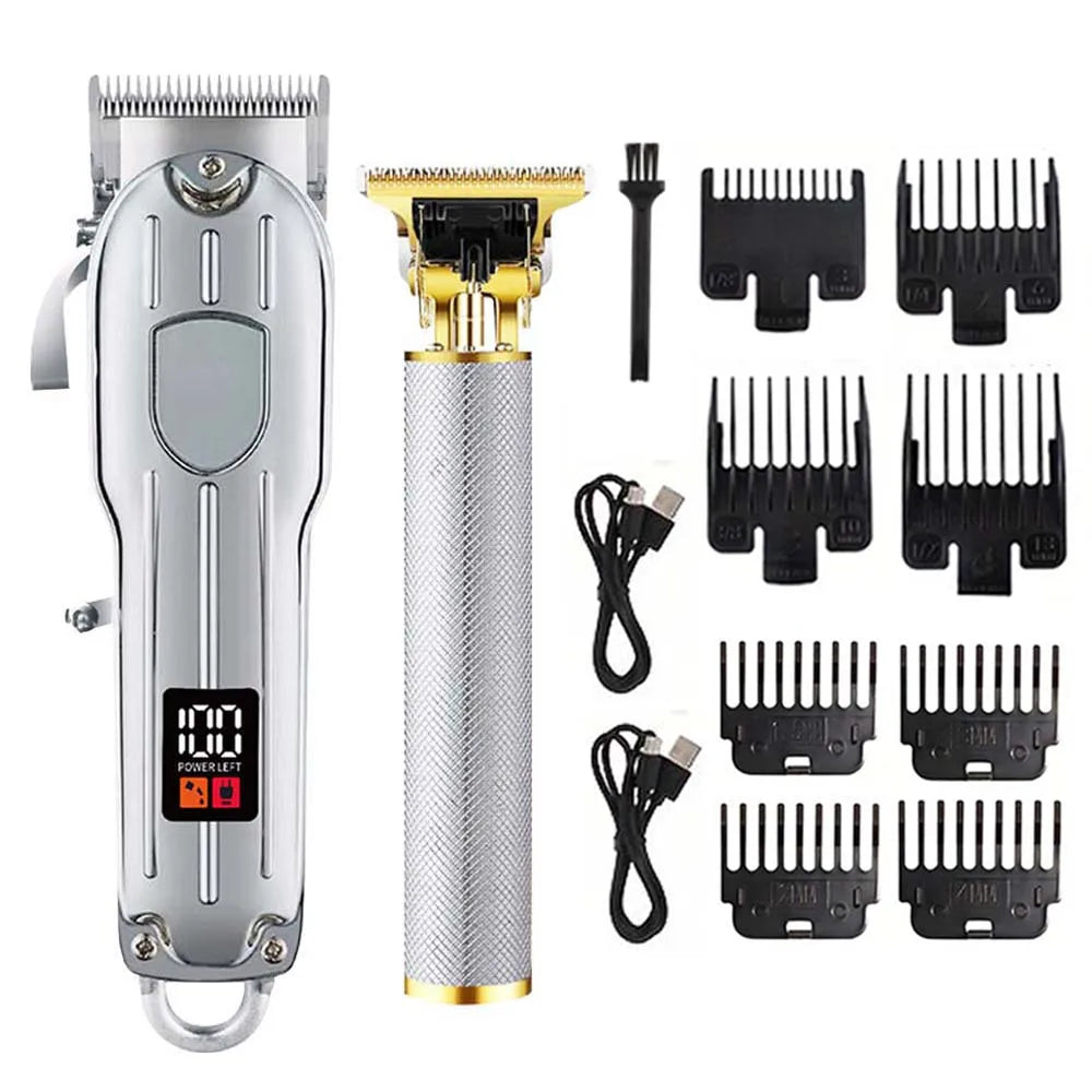 Professional 3-in-1 Hair Clipper Set for Men – Cordless Electric Shaver, T-Blade Trimmer & Hair Clipper with LCD Display, USB Charging, Beard & Hair Grooming Kit for Barber & Home Use , Gifts