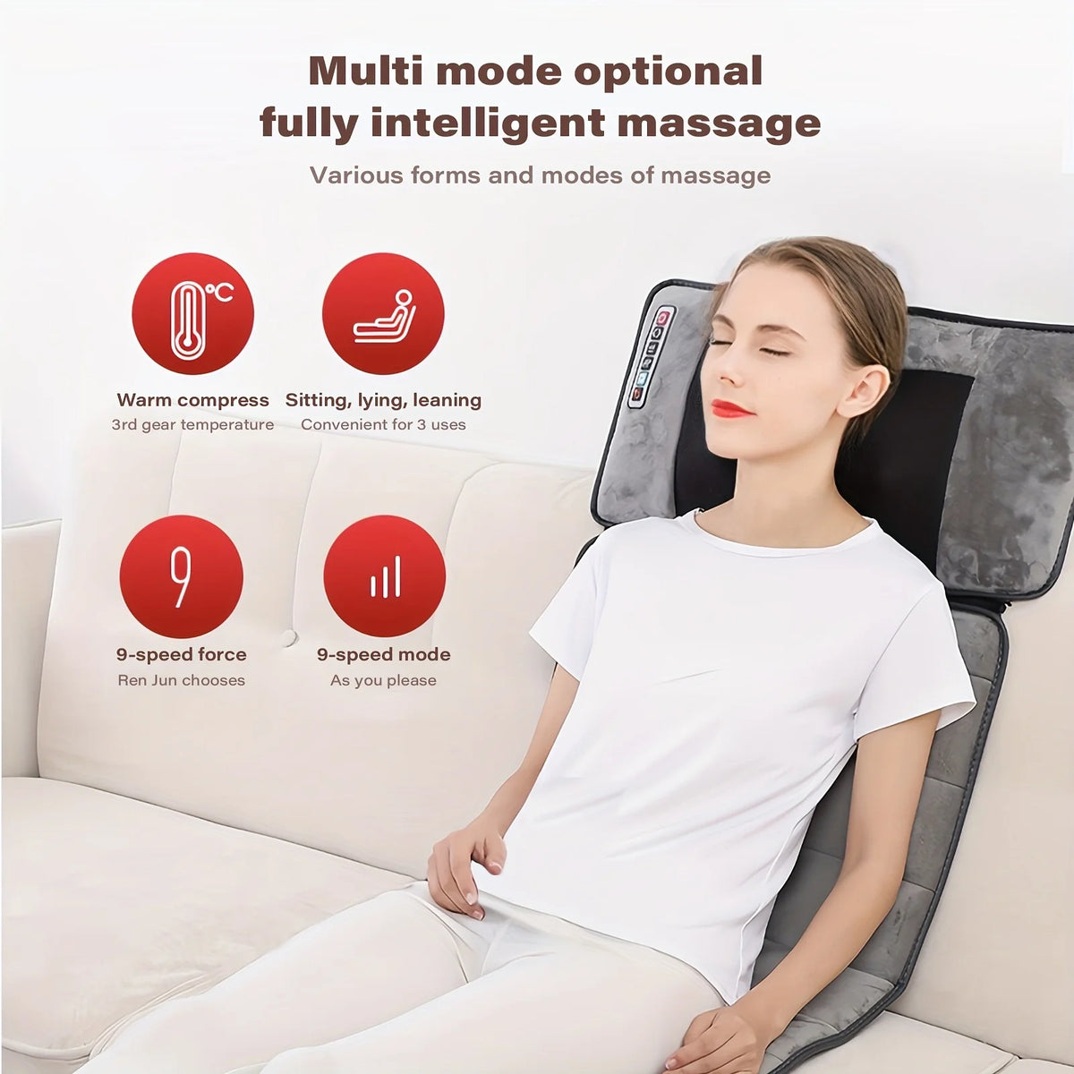 Ekmoey Full Body Massager Mat with Heat & Movable Shiatsu Neck Back Massager Pillow, Lumbar Traction & Relax,9 Vibration Motors & Back Heating Pad,Full Body Massager for Neck Back Waist Hip Leg, Massage Gift For Mom/Dad/Women