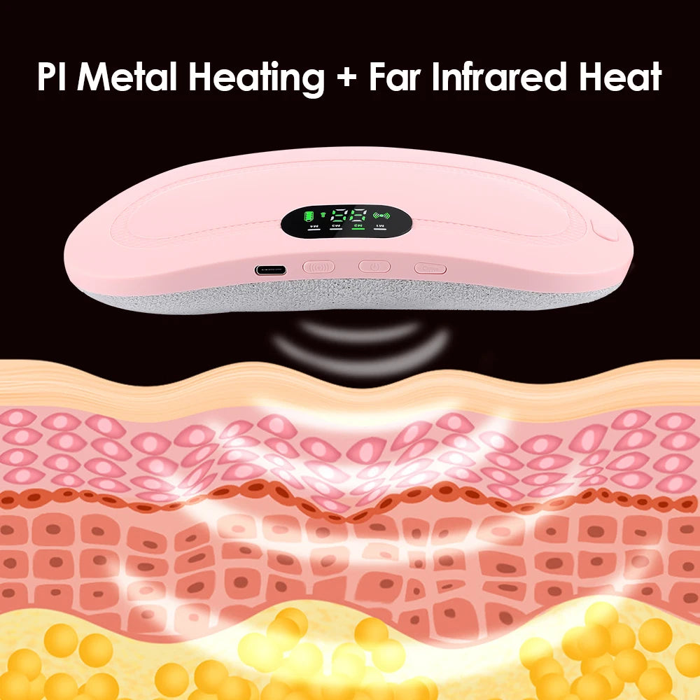 Electric Period Cramp Massager Vibrating Heating Belt for Menstrual Colic  Waist Stomach Abdominal Warm Palace Belt