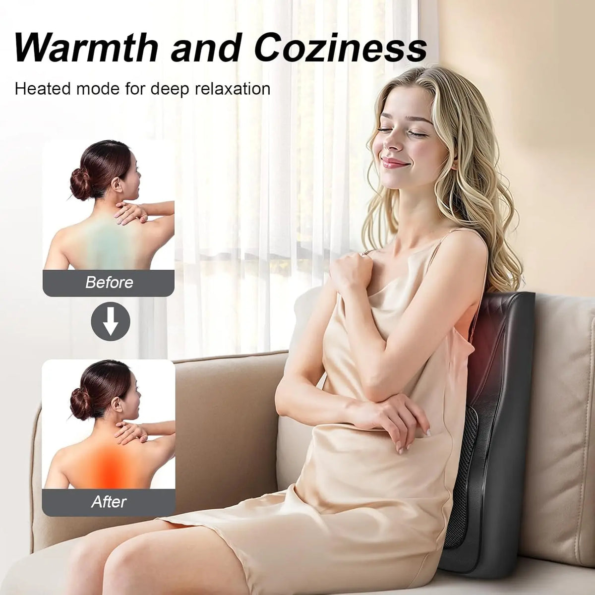 Leercon Neck Massager with Heat, 3D Kneading Massage Pillow for Neck and Back, Shoulder, for Stress Relax at Woman Man Home Office