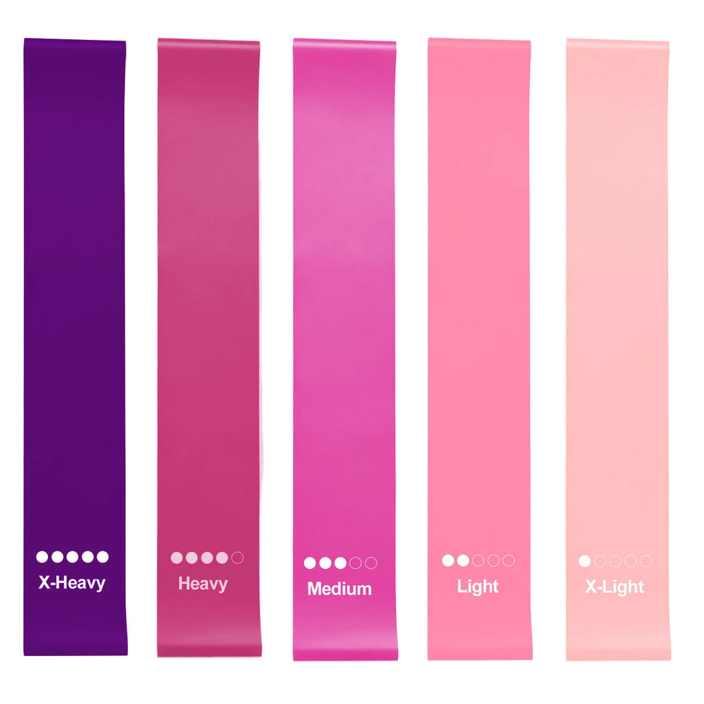 Set of 5 Resistance Exercise Loop Bands Fitness Yoga Resistance Band TPE Pink