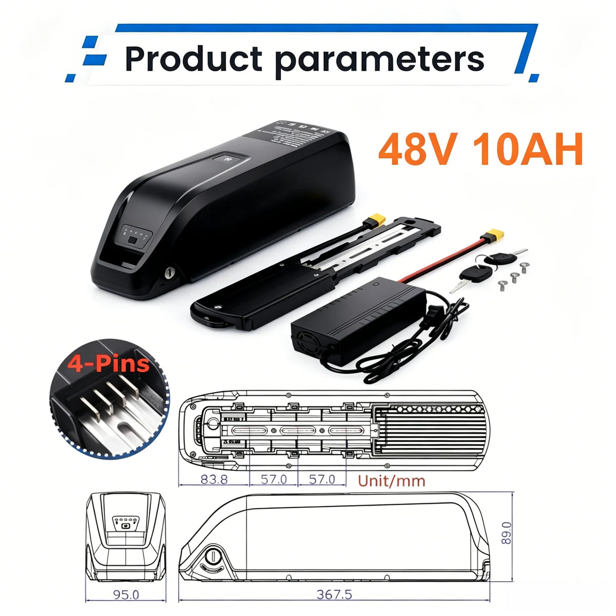 [US Direct ] 48V 20AH E-Bike Battery Genuine Aleaivy 48V 10Ah/15Ah/20Ah 200W -1500W Electric Bicycle Bike Ebike 18650/21700 Lithium Battery Pack 30A BMS for Bafang BBS02 BBS03 BBSHD Motor With 54.6V 2A Charger, XT60 Connector
