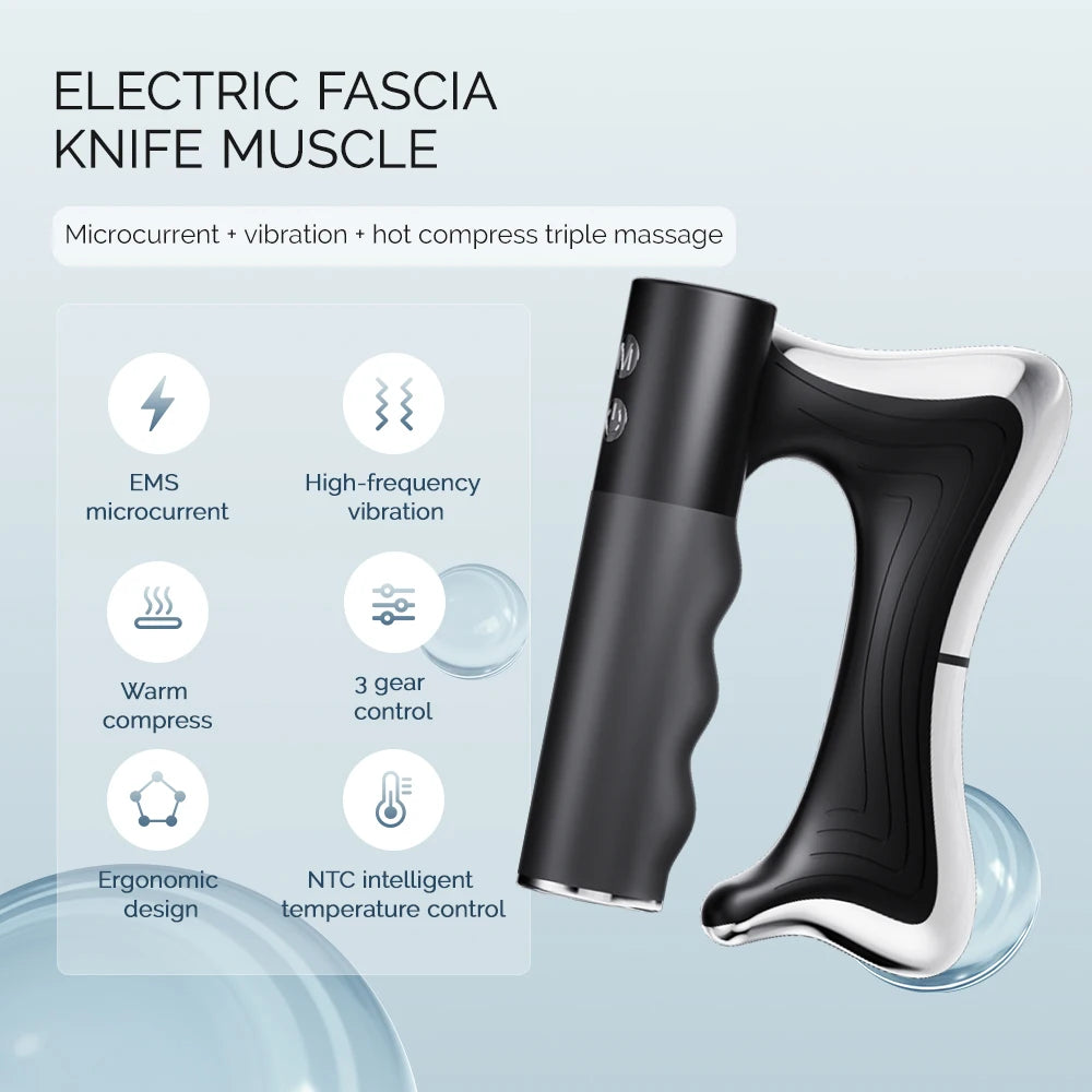 10500RPM High Speed Vibration Fascia Knife Massager Electric Muscle Scraper Blade Deep Tissue Body Relax Lifting Fitness Massage Tool