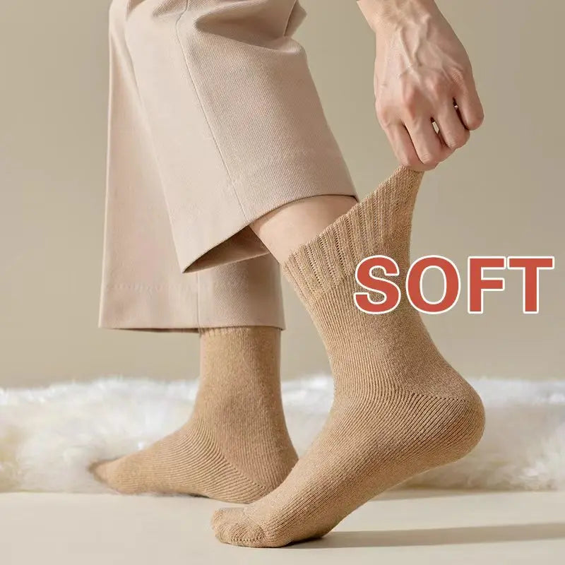 3Pairs Wool Socks Japanese And Korean Style Winter Warm Harajuku Sock Merino Rabbit Socks Against Cold Snow Winter Warm Male Sox