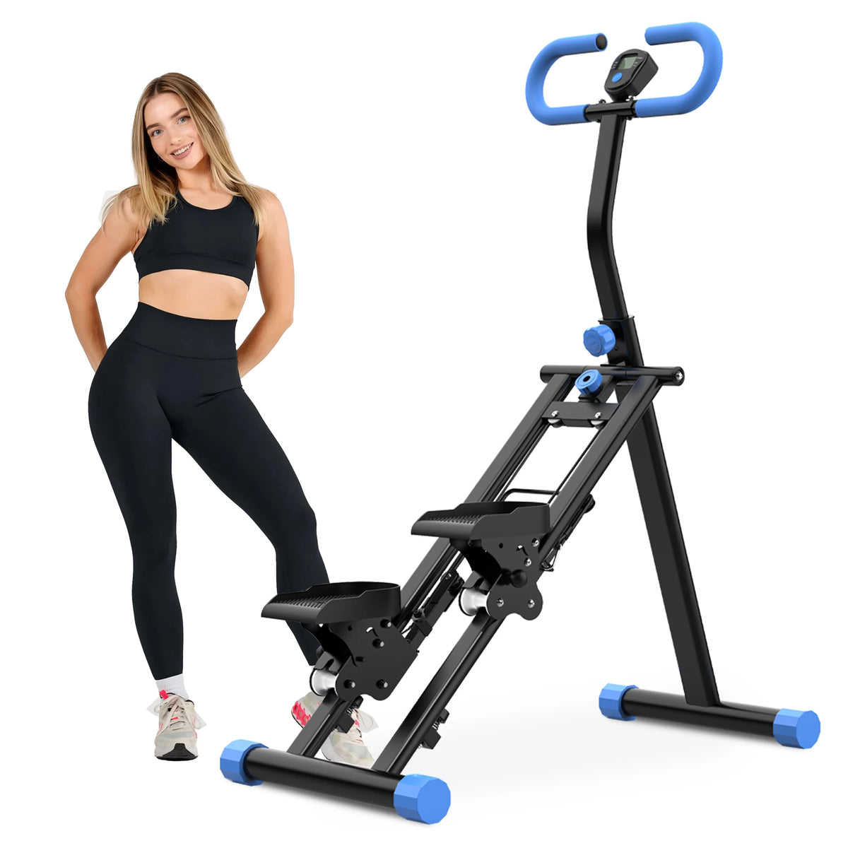 Vertical Climber Machine, Foldable Stair Stepper for Home Gym, Full Body Workout Fitness Equipment with Adjustable Handlebars, 265LBS Capacity, Blue