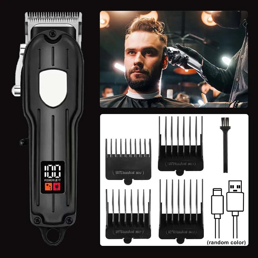 Professional 3-in-1 Hair Clipper Set for Men – Cordless Electric Shaver, T-Blade Trimmer & Hair Clipper with LCD Display, USB Charging, Beard & Hair Grooming Kit for Barber & Home Use , Gifts