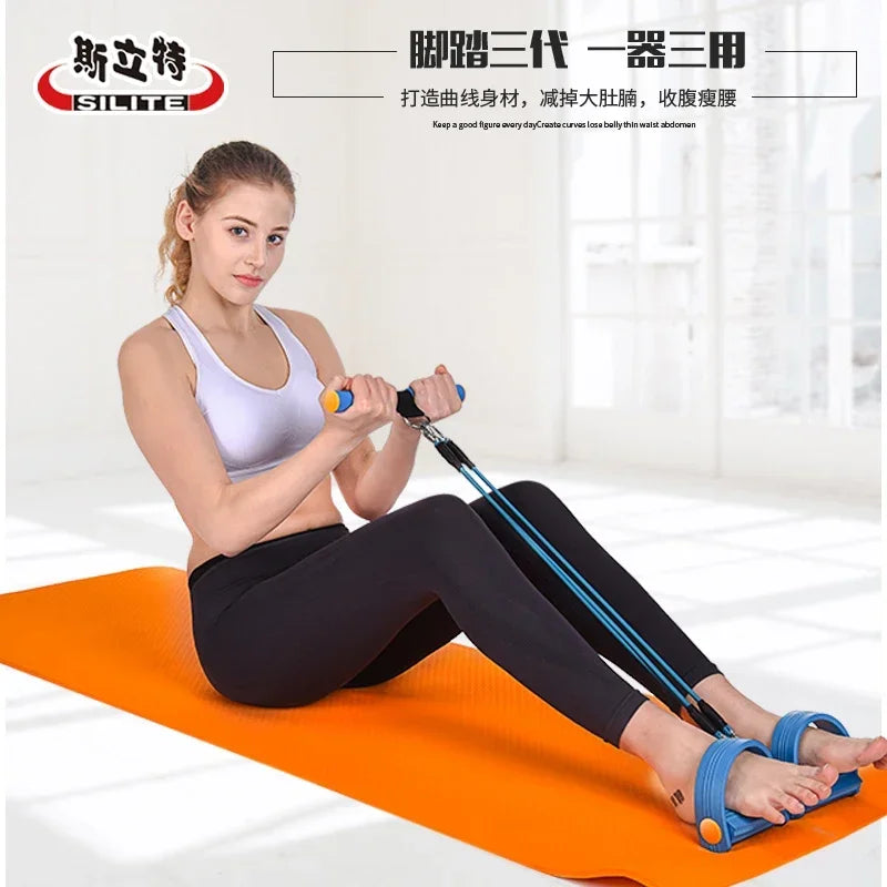 Functional exercise tension elastic indoor fitness pull reducer rope rubber With Foot Pedals With anti-slip Handle