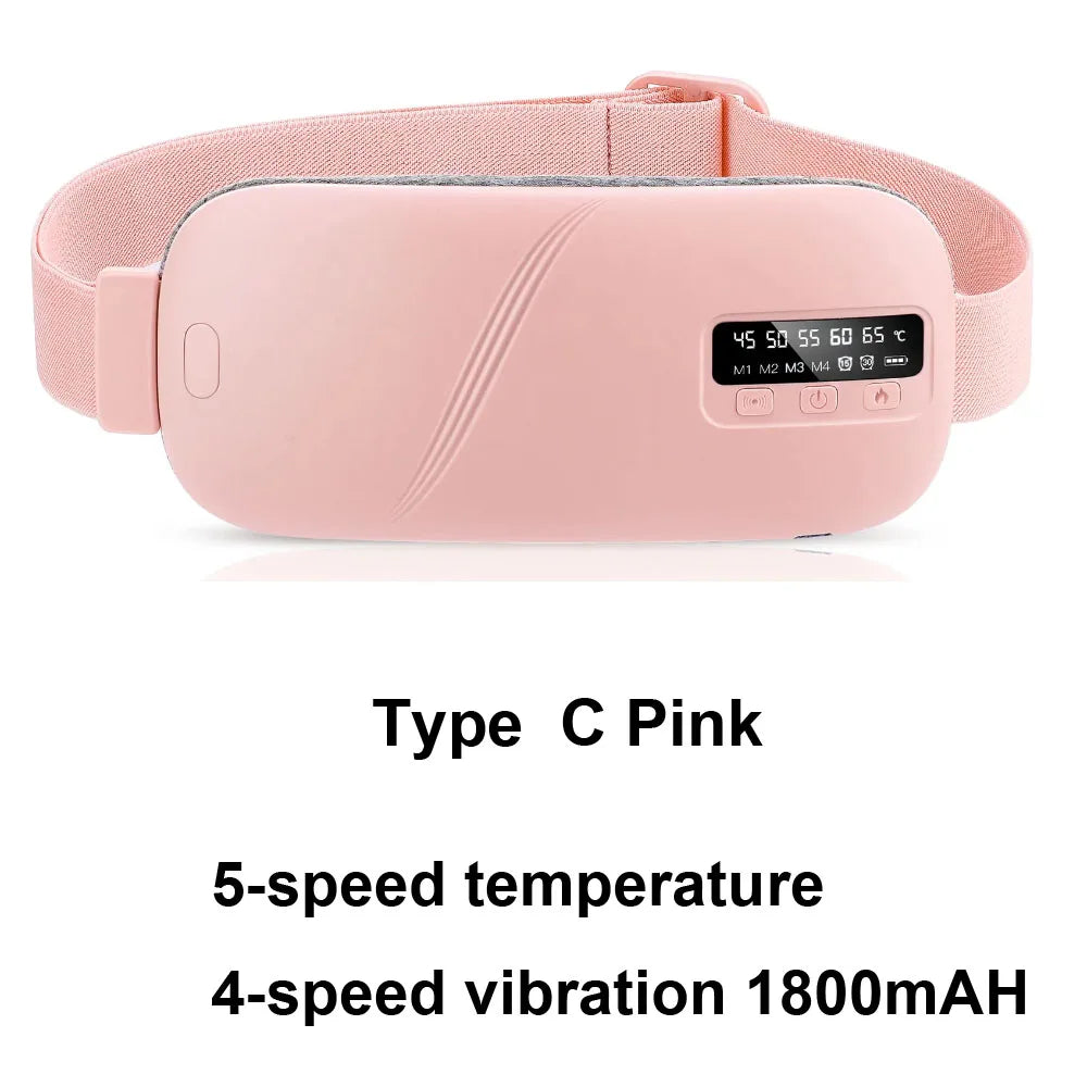 Electric Period Cramp Massager Vibrating Heating Belt for Menstrual Colic  Waist Stomach Abdominal Warm Palace Belt
