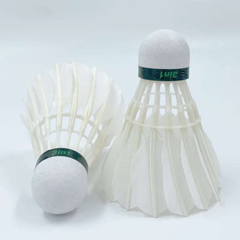 Pro Petrel 757 3in1 Hybrid Badminton Shuttlecocks 12Pcs Goose Feather PU Cork Speed 75-78 Durable Indoor Outdoor Training