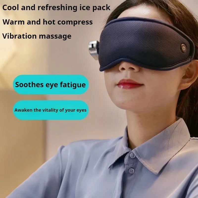 Electric Heated Eye Mask Relieve Eye Fatigue 3D Eye Patch with Vibration and Massager Wireless Sleep Aid Device with Heat Compress and Cold Compress