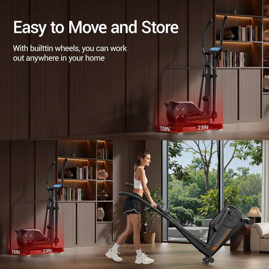 ROBORE ET30 Elliptical Exercise Machine with 16 Levels Resistance, Hyper-Silent Magnetic Elliptical Machine for Home with 12" Stride & Heart Rate Grips and LCD Monitor, 330LBS Weight Capacity