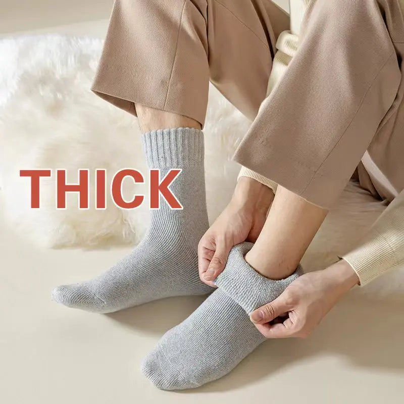 3Pairs Wool Socks Japanese And Korean Style Winter Warm Harajuku Sock Merino Rabbit Socks Against Cold Snow Winter Warm Male Sox