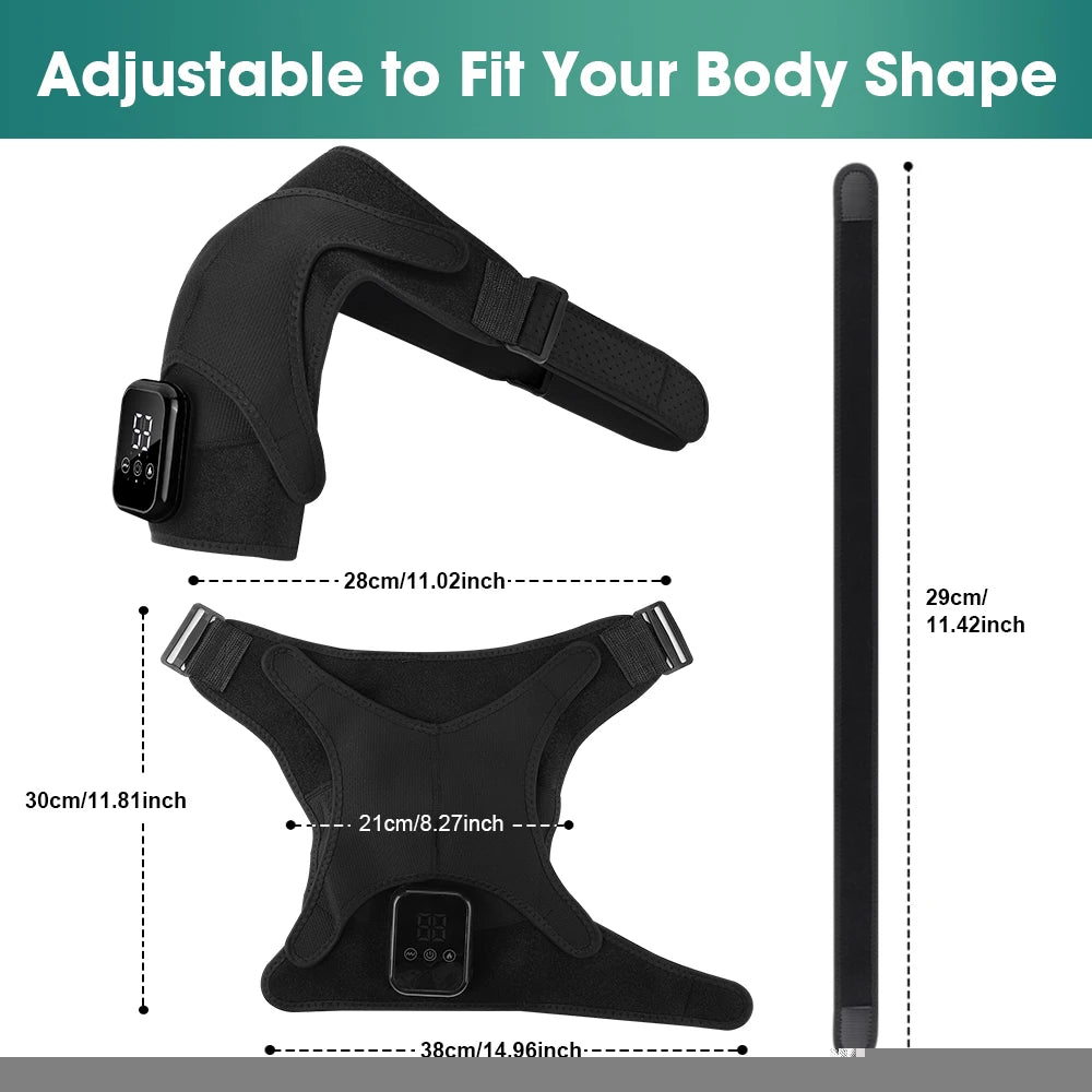 Electric Heating Vibration Shoulder Massager Wrap 3 Massage Mode 3 Adjustabal Temperature Shoulder Support Belt Strap