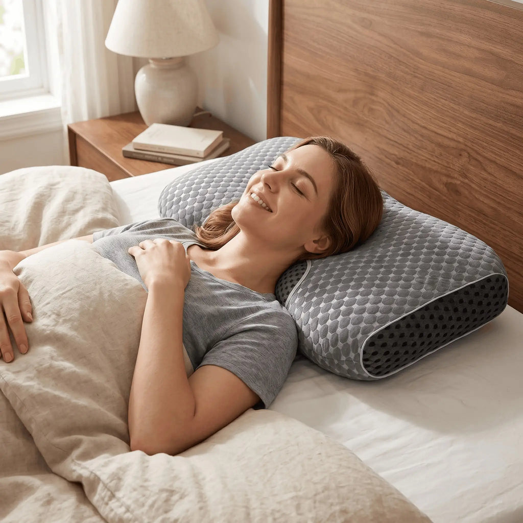 1/2 Massage Neck Pillow, Ergonomically Designed, High-Quality Pillow Core, Provides Excellent Sleep Quality, Neck And Shoulder Massager, Modern Design, Breathable And Comfortable