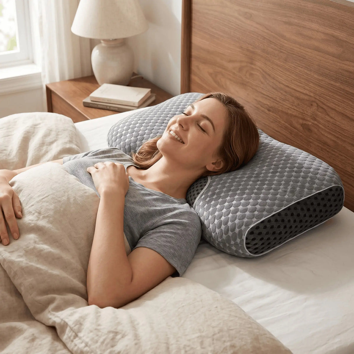 1/2 Massage Neck Pillow, Ergonomically Designed, High-Quality Pillow Core, Provides Excellent Sleep Quality, Neck And Shoulder Massager, Modern Design, Breathable And Comfortable