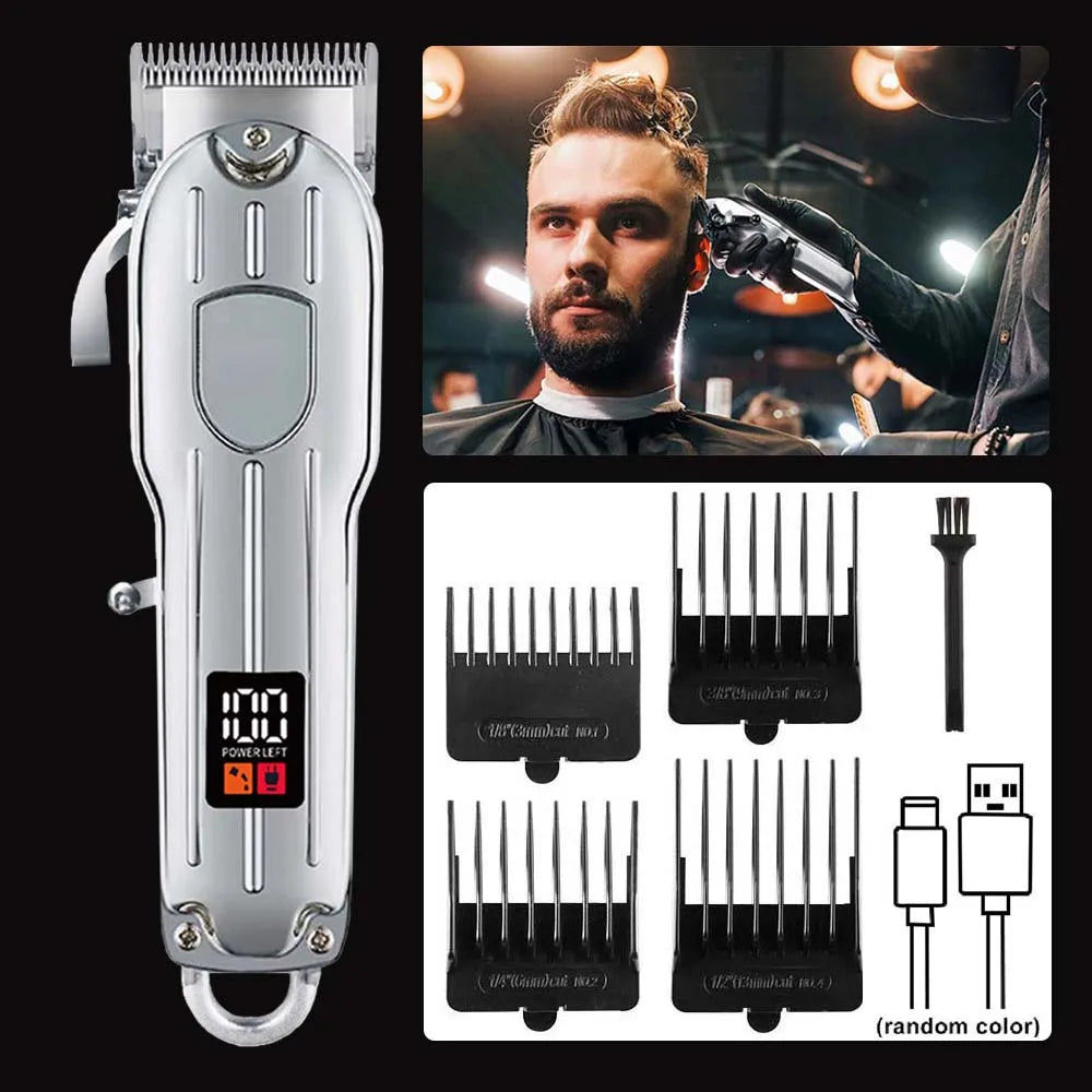 Professional 3-in-1 Hair Clipper Set for Men – Cordless Electric Shaver, T-Blade Trimmer & Hair Clipper with LCD Display, USB Charging, Beard & Hair Grooming Kit for Barber & Home Use , Gifts