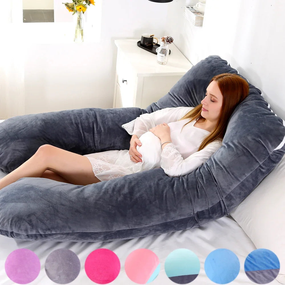 Soft 130x70cm Full Body Pregnancy Pillow Maternity Support Cushion for Expectant Mothers Side Sleep Nursing Breastfeeding Household Rest Use