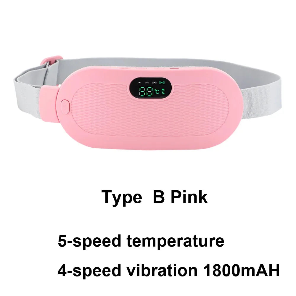 Electric Period Cramp Massager Vibrating Heating Belt for Menstrual Colic  Waist Stomach Abdominal Warm Palace Belt