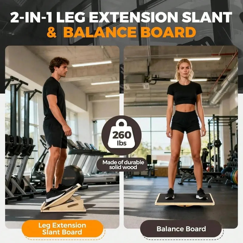 Adjustable Wooden Calf‑Stretching Slant Board, Portable Non‑Slip Incline Ankle Stretch Platform, Foldable Leg‑Stretcher Equipment for Squat Training, Achilles Tendon Physical Therapy, Home Gym Workout