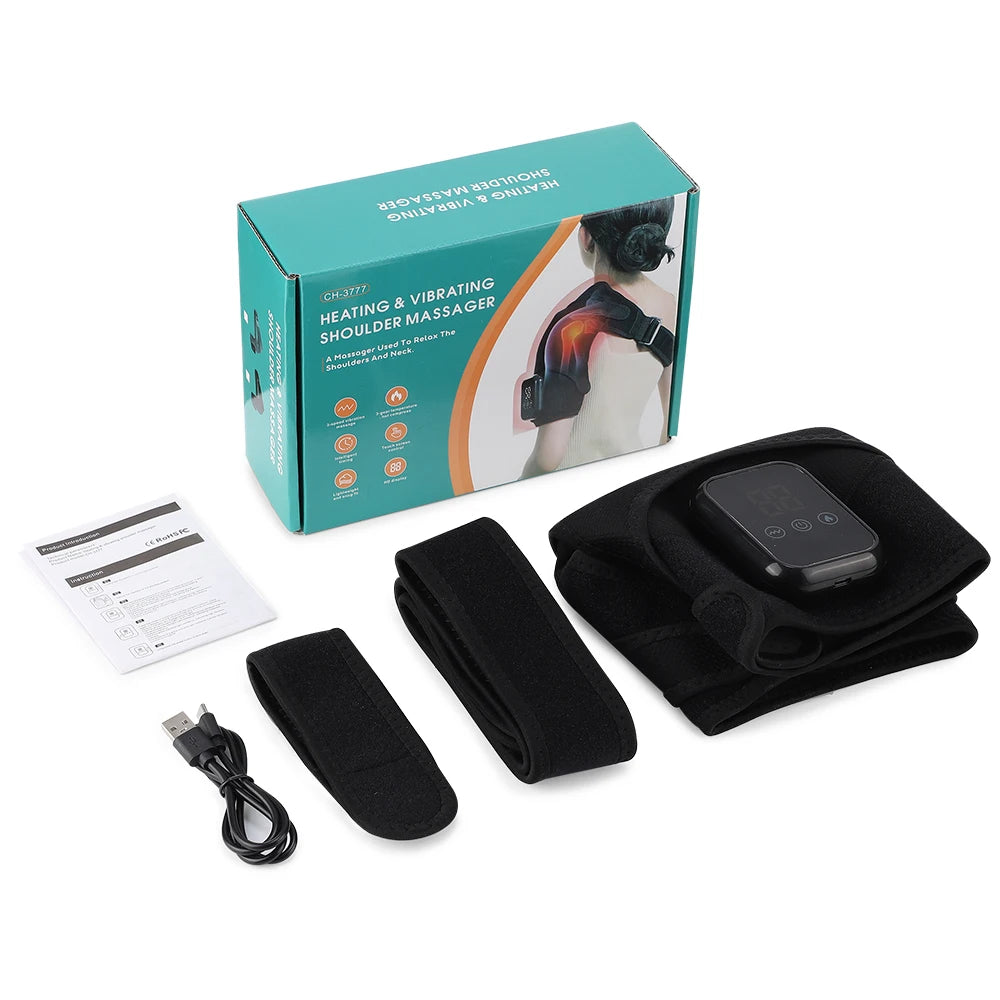 Electric Heating Vibration Shoulder Massager Wrap 3 Massage Mode 3 Adjustabal Temperature Shoulder Support Belt Strap
