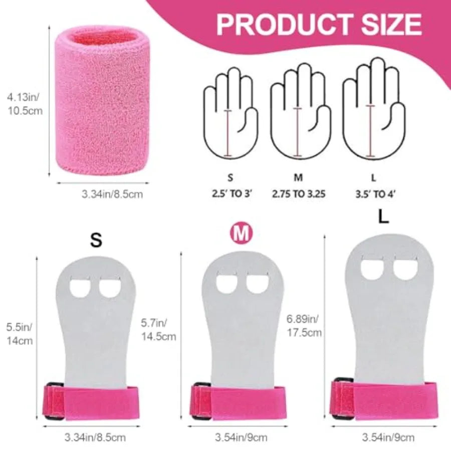 2PCS Gymnastics Hand Grips Gloves Wristbands, Gymnastic Hand Grips Gymnastic Bar Palm Protection and Wrist Support Sports Acces