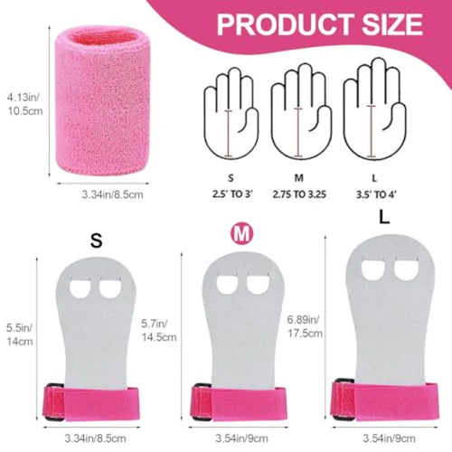2PCS Gymnastics Hand Grips Gloves Wristbands, Gymnastic Hand Grips Gymnastic Bar Palm Protection and Wrist Support Sports Acces