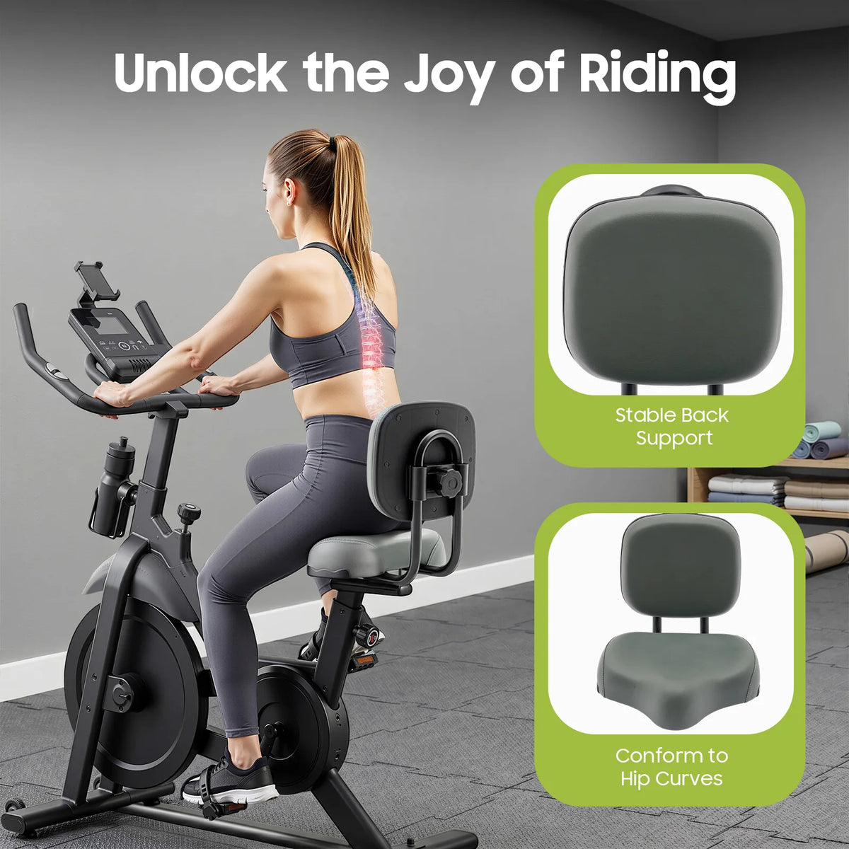 Brown / Gray Bike Seat, Bike Seat with Backrest, Tricycle Saddle Pad, Adjustable Height 9.05-13.77 Inch, Wide Thick Cushion, Ergonomic, Comfortable, Durable Iron, PE Foam, Easy Install, For E-Bike, Scooter, Universal Fit