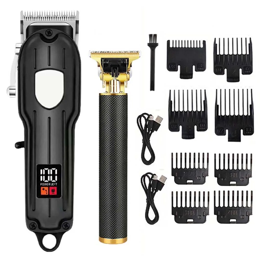 Professional 3-in-1 Hair Clipper Set for Men – Cordless Electric Shaver, T-Blade Trimmer & Hair Clipper with LCD Display, USB Charging, Beard & Hair Grooming Kit for Barber & Home Use , Gifts