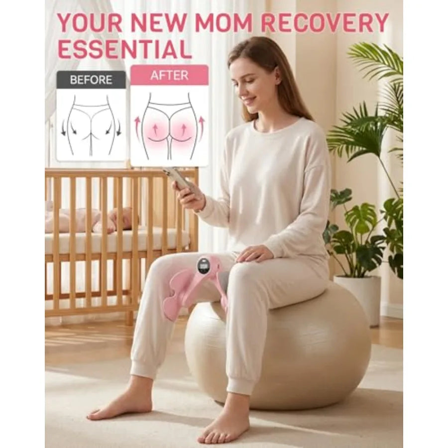 Thigh Trainer for Women with 3 Resistance Bands, Inner Thigh Exerciser with Screen, Pelvic Floor Exercise Device, Kegel Exercis