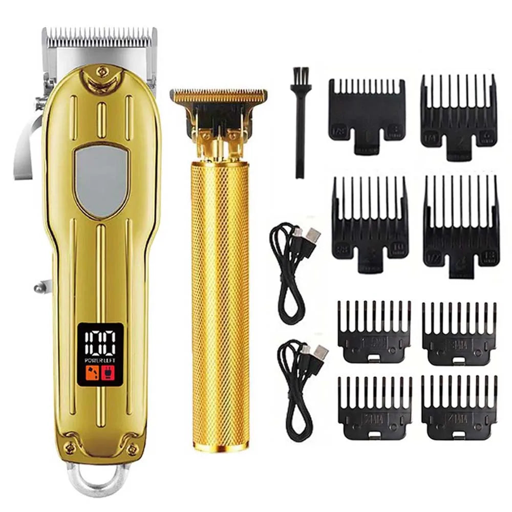 Professional 3-in-1 Hair Clipper Set for Men – Cordless Electric Shaver, T-Blade Trimmer & Hair Clipper with LCD Display, USB Charging, Beard & Hair Grooming Kit for Barber & Home Use , Gifts