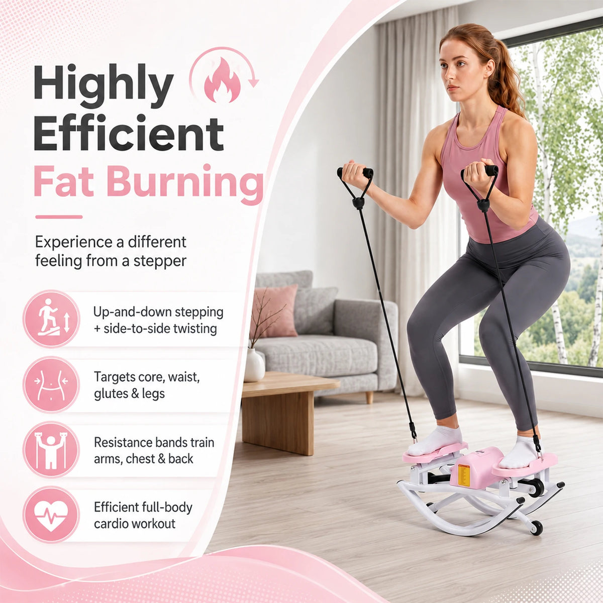 Rock Stepper Side to Side Lateral Rocking Stepper, 250 LBS Capacity Mini Stepper Machine for Full Body Workout, Low Impact Home Exercise Equipment for Apartment Office Gym Use