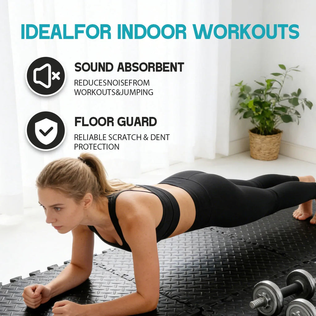 Puzzle Exercise Mat 0.4in, EVA Interlocking Foam Floor Tiles for Home Gym, Mat for Home Workout Equipment, 20in X 20in-In-64sqft.