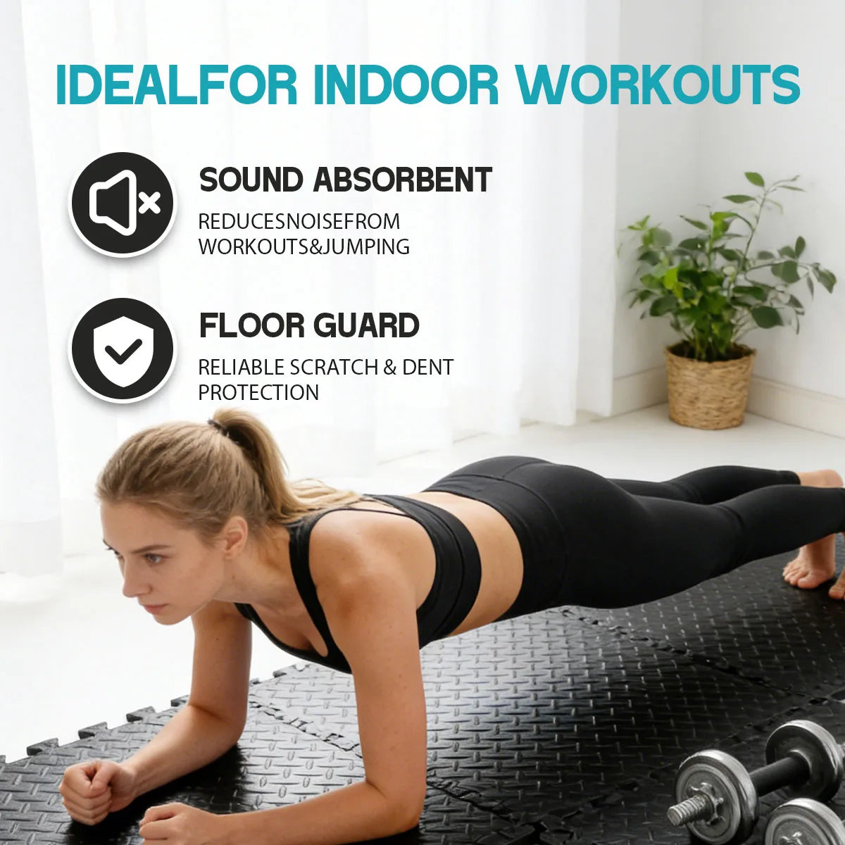Puzzle Exercise Mat 0.4in, EVA Interlocking Foam Floor Tiles for Home Gym, Mat for Home Workout Equipment, 20in X 20in-In-64sqft.