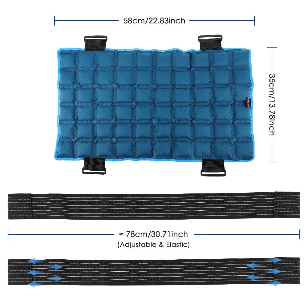 Reusable Hot Cold Wrap for Back Shoulder Knee Leg - Self-Absorbing Ice Pack Microwave Heating Pad with 2 Straps